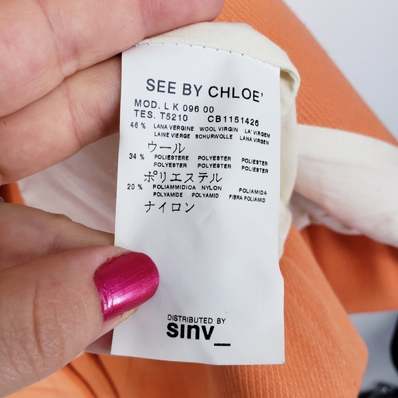 See By Chloe Orange Wool Blend Coat - Picture 7 of 10